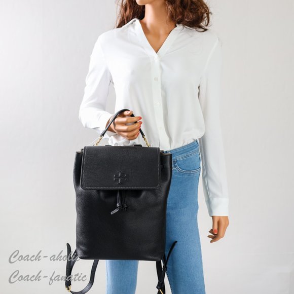 NWT Tory Burch Thea Leather Backpack in Black 145920 - Picture 4 of 12